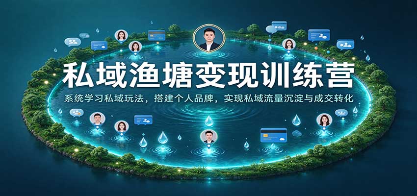 私域渔塘变现训练营:系统学习私域玩法,搭建个人品牌,实现私域流量沉淀与成交转化网创吧-网创项目资源站-副业项目-创业项目-搞钱项目网创吧