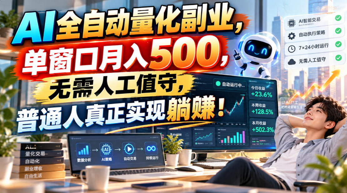 AI全自动量化副业,单窗口月入500,无需人工值守,普通人真正实现躺賺!【揭秘】网创吧-网创项目资源站-副业项目-创业项目-搞钱项目网创吧
