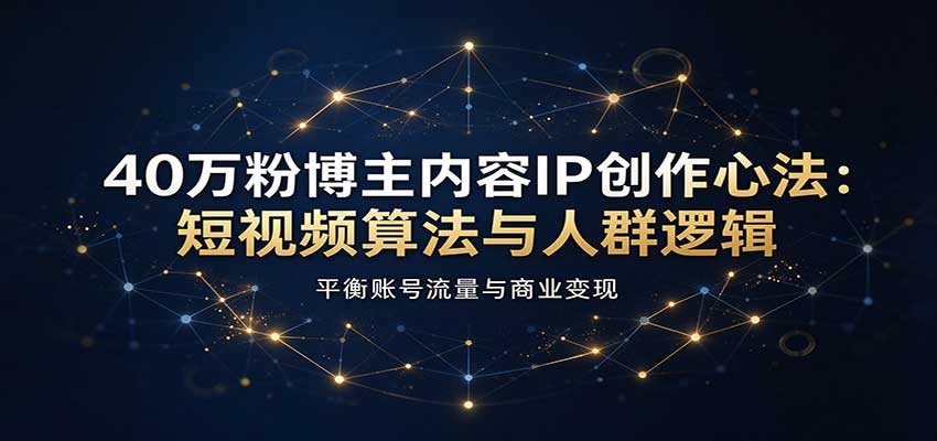 40万粉博主内容IP创作心法:短视频算法与人群逻辑,平衡账号流量与商业变现网创吧-网创项目资源站-副业项目-创业项目-搞钱项目网创吧