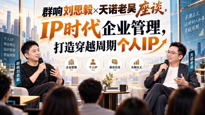 群响刘思毅×天诺老吴座谈,IP时代企业管理,打造穿越周期个人IP网创吧-网创项目资源站-副业项目-创业项目-搞钱项目网创吧