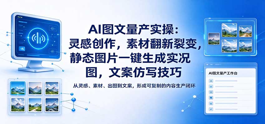 AI图文量产实操:灵感创作,素材翻新裂变,静态图片一键生成实况图,文案仿写技巧网创吧-网创项目资源站-副业项目-创业项目-搞钱项目网创吧