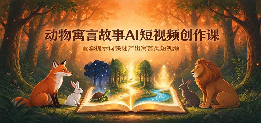 动物寓言故事AI短视频创作课：配套提示词快速产出寓言类短视频网创吧-网创项目资源站-副业项目-创业项目-搞钱项目网创吧