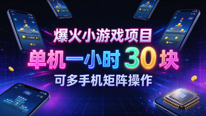 爆火小游戏撸金项目,实测单机一小时30+,可多手机矩阵操作,新手看完一遍就能上手【揭秘】网创吧-网创项目资源站-副业项目-创业项目-搞钱项目网创吧