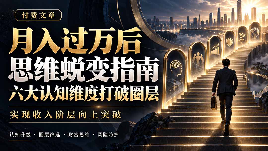 (21210期)付费文章:月入过万后思维蜕变指南,六大认知维度打破圈层,实现收入阶层向上突破网创吧-网创项目资源站-副业项目-创业项目-搞钱项目网创吧