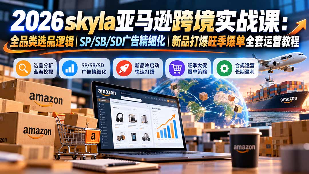（21052期）skyla亚马逊跨境实战课-更新1019：全品类选品逻辑｜SP/SB/SD广告精细化｜新品打爆旺季爆单全套运营教程网创吧-网创项目资源站-副业项目-创业项目-搞钱项目网创吧