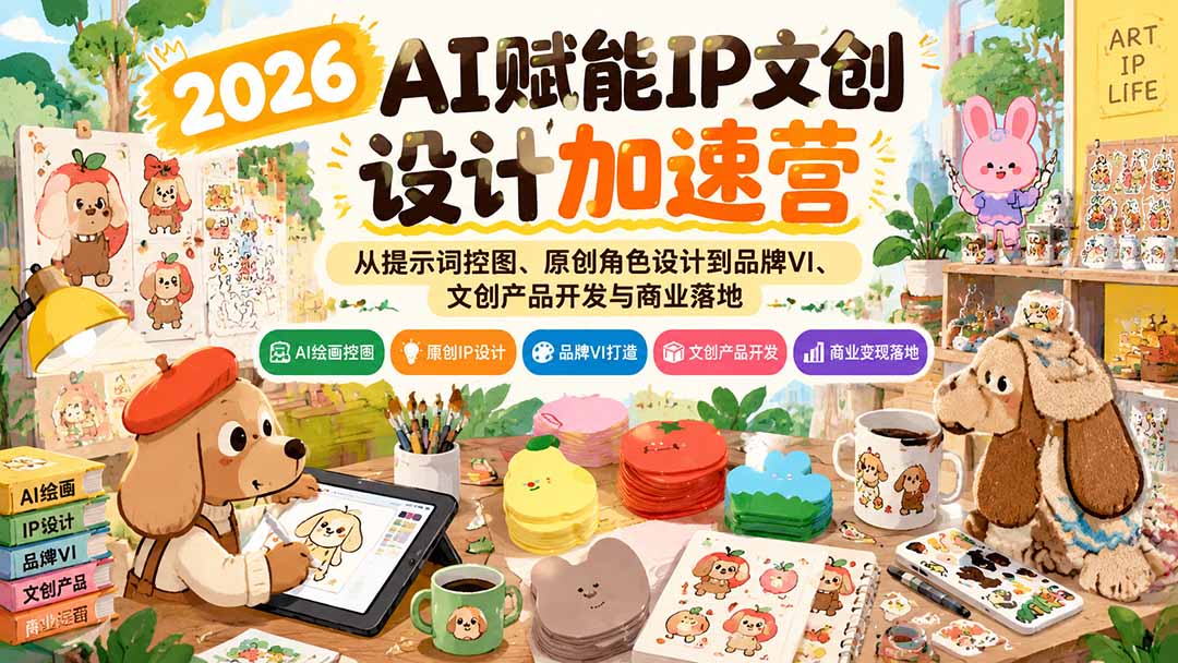 （21151期）2026AI赋能IP文创设计加速营：从提示词控图、原创角色设计到品牌VI、文创产品开发与商业落地网创吧-网创项目资源站-副业项目-创业项目-搞钱项目网创吧