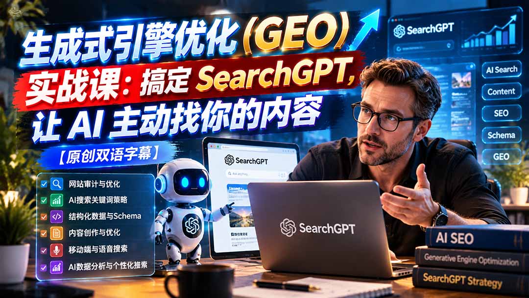 （21116期）生成式引擎优化（GEO）实战课：搞定 SearchGPT，让 AI 主动找你的内容【原创双语字幕】网创吧-网创项目资源站-副业项目-创业项目-搞钱项目网创吧
