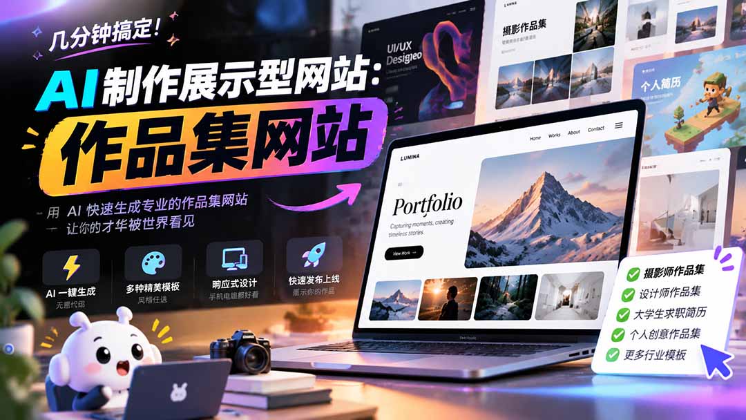 (21213期)几分钟搞定,AI制作展示型网站制作:作品集网站,用AI快速生成专业的作品集网站,接单变现!网创吧-网创项目资源站-副业项目-创业项目-搞钱项目网创吧