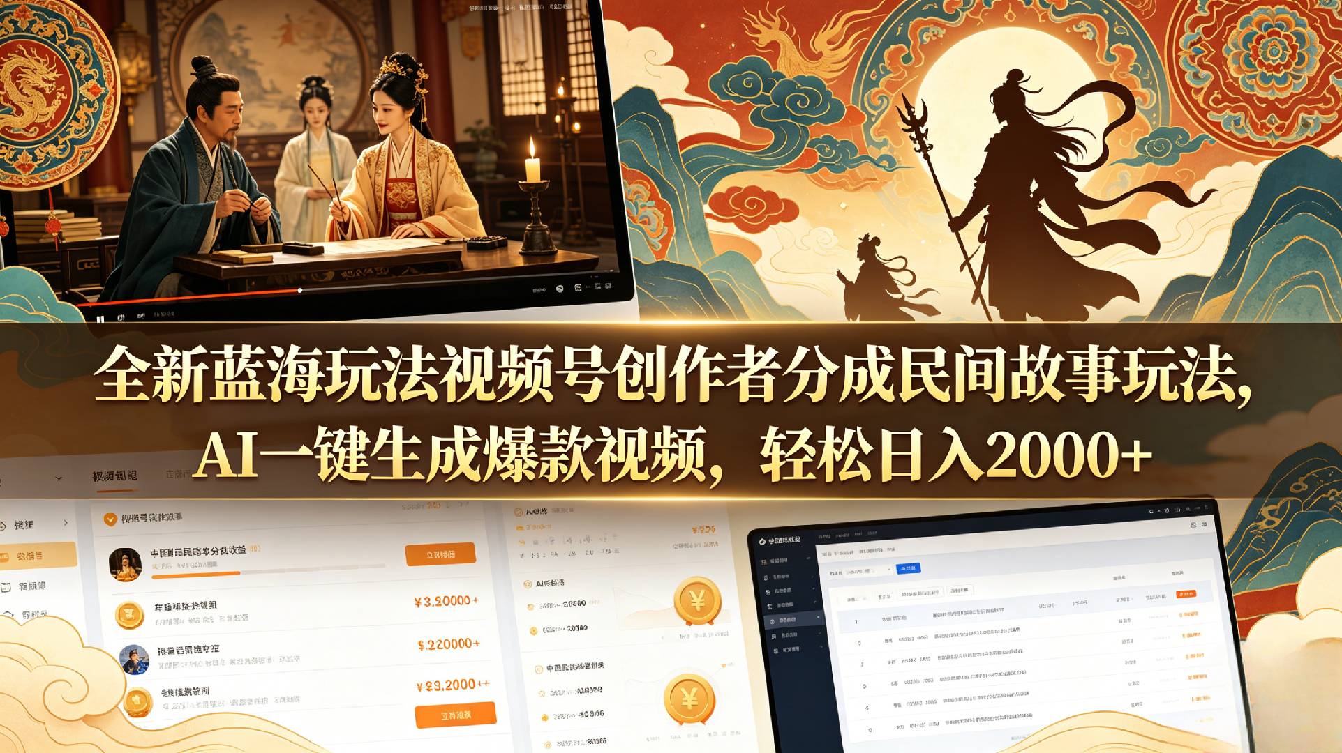 全新蓝海玩法视频号创作者分成民间故事玩法,AI一键生成爆款视频,轻松日入2000+网创吧-网创项目资源站-副业项目-创业项目-搞钱项目网创吧