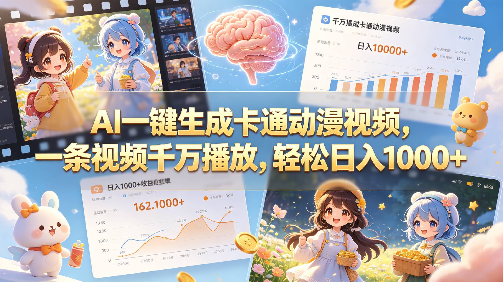 AI一键生成卡通动漫视频，一条视频千万播放，轻松日入1000+网创吧-网创项目资源站-副业项目-创业项目-搞钱项目网创吧