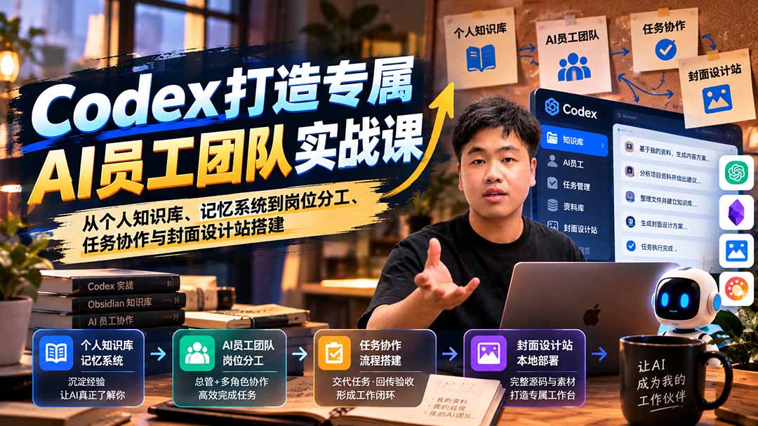 （20916期）【无水印】Codex打造专属AI员工团队实战课：从个人知识库、记忆系统到岗位分工、任务协作与封面设计站搭建网创吧-网创项目资源站-副业项目-创业项目-搞钱项目网创吧