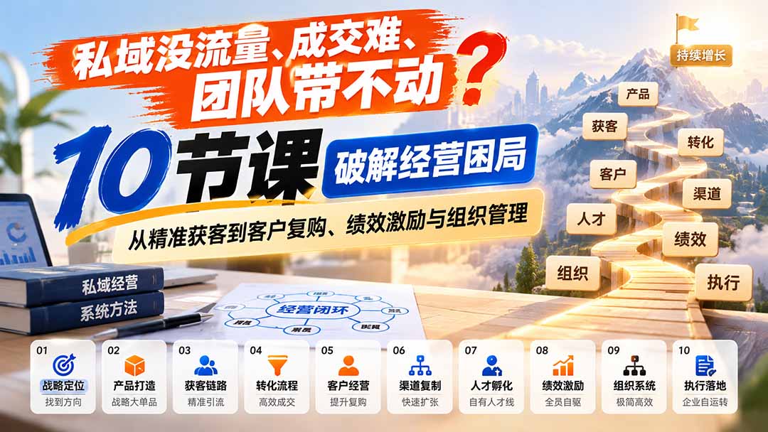(20931期)私域没流量、成交难、团队带不动?10节课破解经营困局,从精准获客到客户复购、绩效激励与组织管理网创吧-网创项目资源站-副业项目-创业项目-搞钱项目网创吧