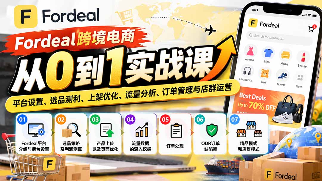(20914期)Fordeal跨境电商从0到1实战课:平台设置、选品测利、上架优化、流量分析、订单管理与店群运营网创吧-网创项目资源站-副业项目-创业项目-搞钱项目网创吧