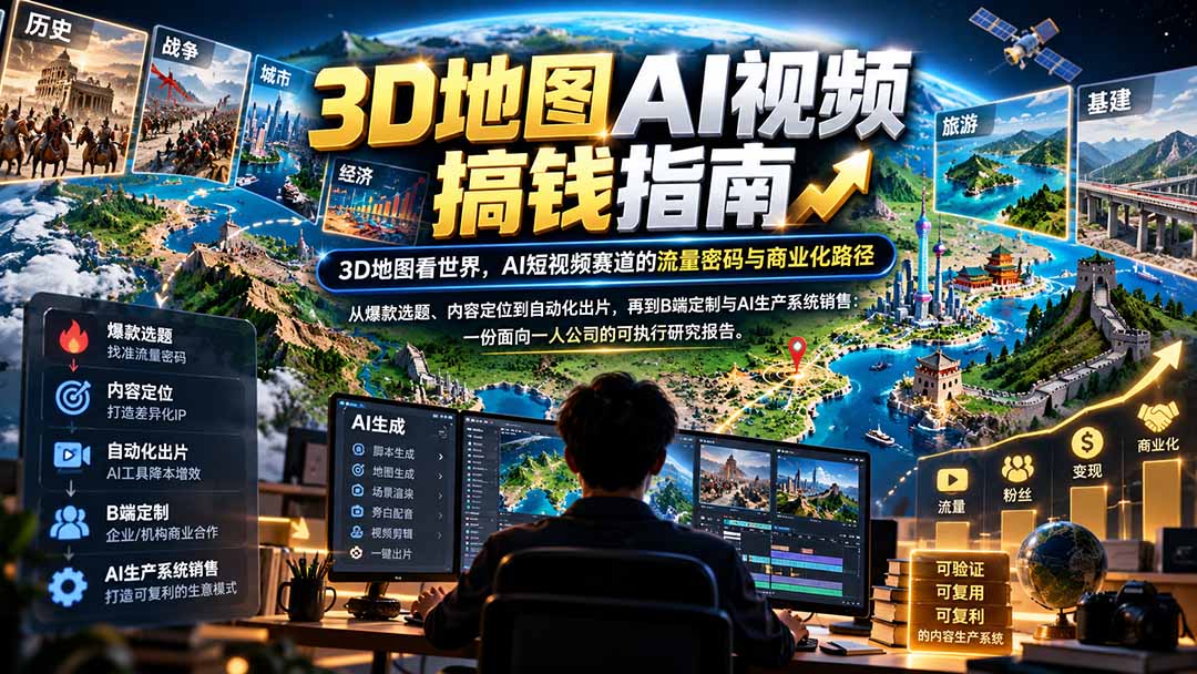 (21181期)3D地图AI视频搞钱指南,3D地图看世界,AI短视频赛道的流量密码与商业化路径【文档】网创吧-网创项目资源站-副业项目-创业项目-搞钱项目网创吧