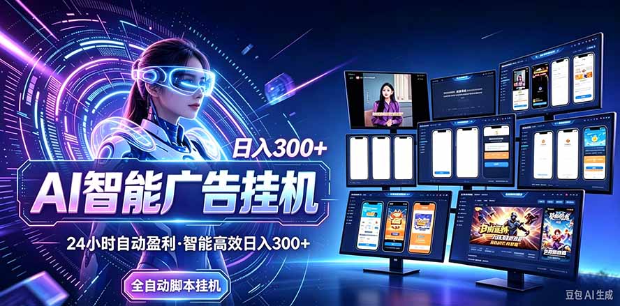 （20900期）24小时AI广告挂机｜在家就能做的被动副业网创吧-网创项目资源站-副业项目-创业项目-搞钱项目网创吧