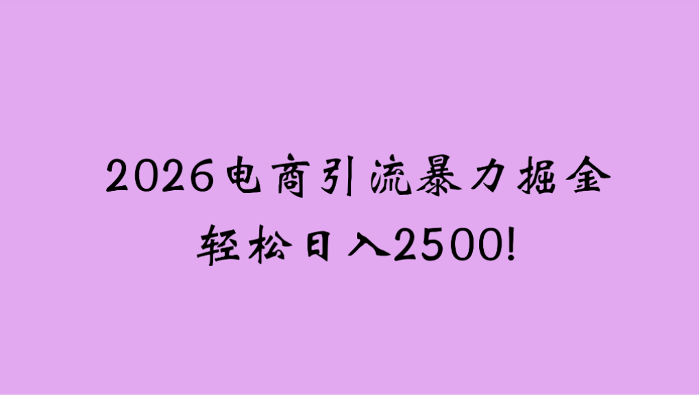 2026电商引流新玩法，日引200，日可入2500+网创吧-网创项目资源站-副业项目-创业项目-搞钱项目网创吧