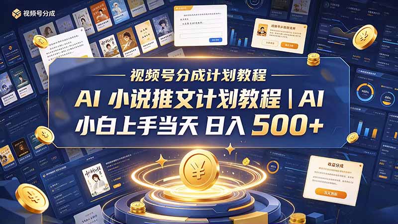 (20937期)最新视频号分成计划教程|AI 小说推文,小白上手当天日入 500+网创吧-网创项目资源站-副业项目-创业项目-搞钱项目网创吧