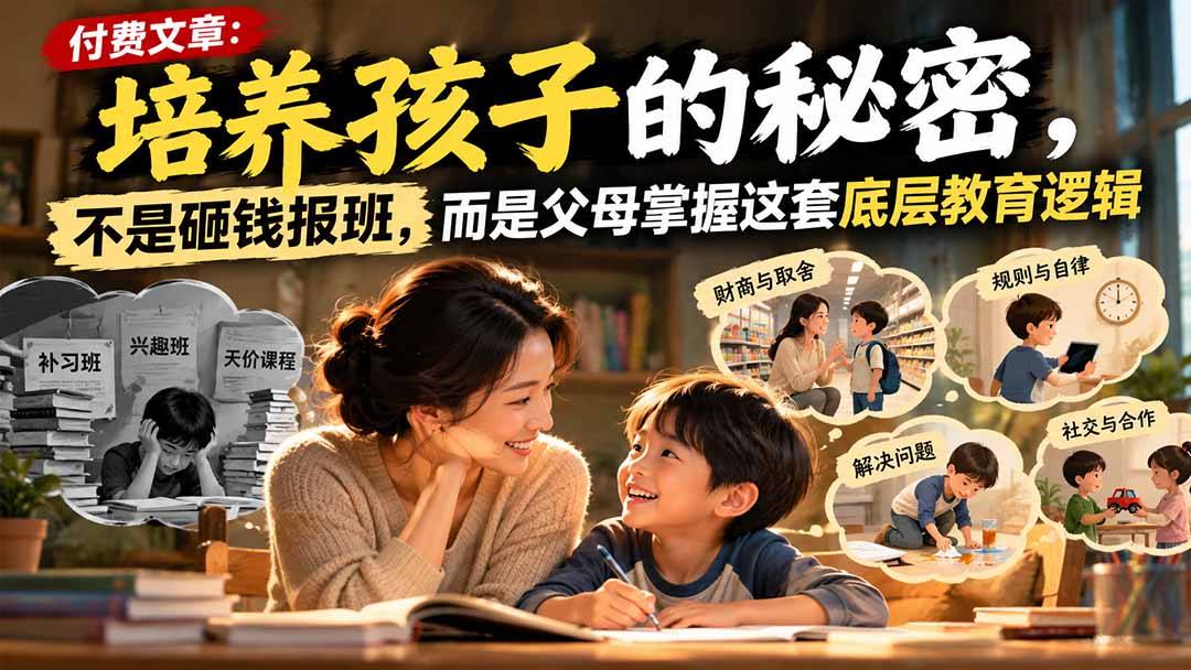（21179期）付费文章：培养孩子的秘密，不是砸钱报班，而是父母掌握这套底层教育逻辑网创吧-网创项目资源站-副业项目-创业项目-搞钱项目网创吧