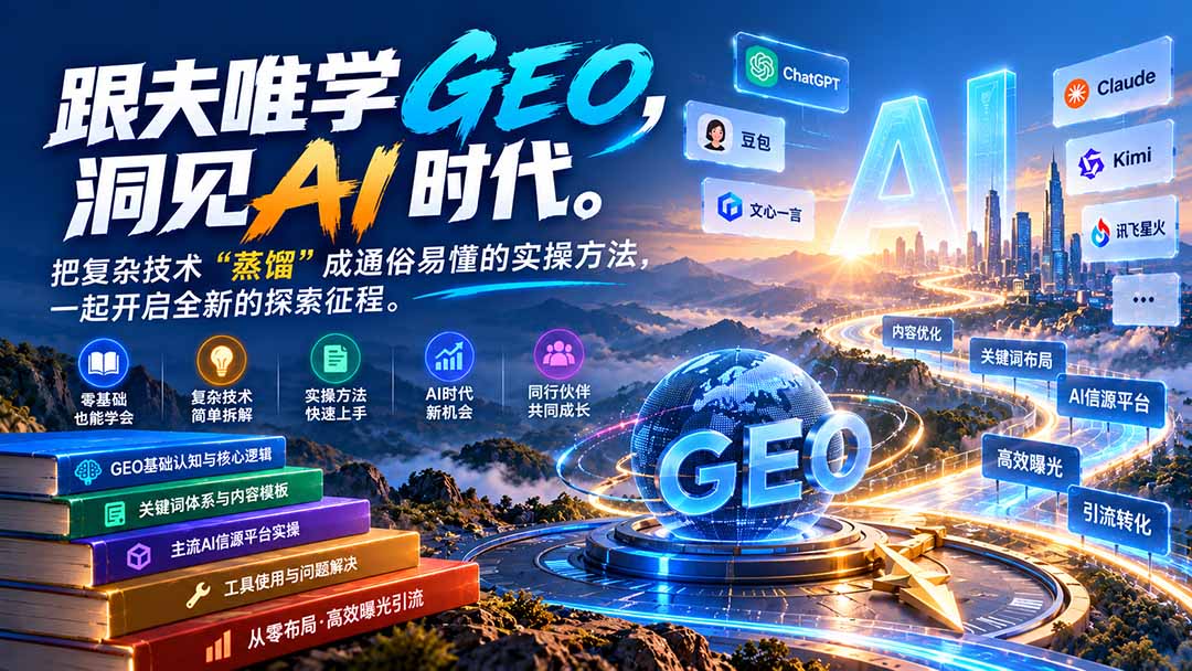 （21257期）跟夫唯学GEO-更新1030，洞见AI时代。把复杂技术 “蒸馏” 成通俗易懂的实操方法，一起开启全新的探索征程网创吧-网创项目资源站-副业项目-创业项目-搞钱项目网创吧