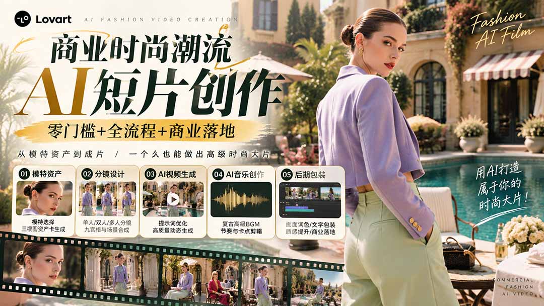 （21000期）从一张模特图到高级时尚广告大片：AI三视图资产、场景合成、电影分镜、动态生成与复古音乐剪辑实战课网创吧-网创项目资源站-副业项目-创业项目-搞钱项目网创吧