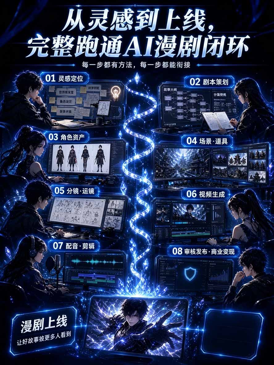 （20906期）【无水印】2026AI漫剧创作与商业变现掘金营：打通选题→AI编剧→角色场景→自动分镜→视频生成→剪辑发布→运营变现网创吧-网创项目资源站-副业项目-创业项目-搞钱项目网创吧