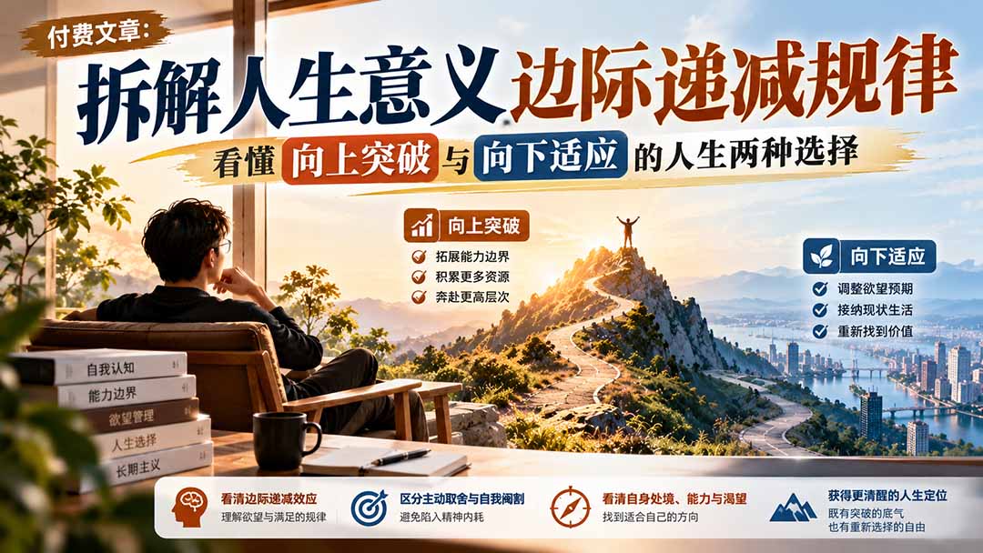 （21233期）付费文章：拆解人生意义边际递减规律，看懂向上突破与向下适应的人生两种选择网创吧-网创项目资源站-副业项目-创业项目-搞钱项目网创吧