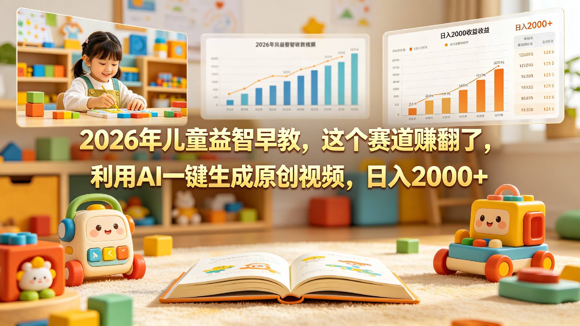 2026年就做儿童益智早教，这个赛道赚翻了，利用AI一键生成原创视频，日入2000+网创吧-网创项目资源站-副业项目-创业项目-搞钱项目网创吧