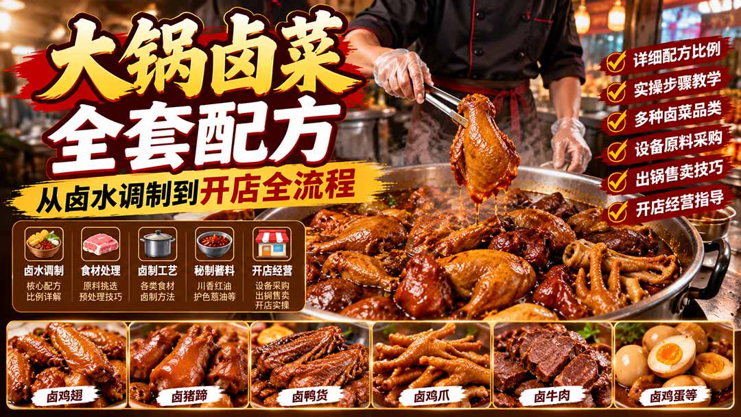 (21232期)大锅卤菜全套配方,从卤水调制到开店全流程,感觉学会了去摆摊也不错网创吧-网创项目资源站-副业项目-创业项目-搞钱项目网创吧